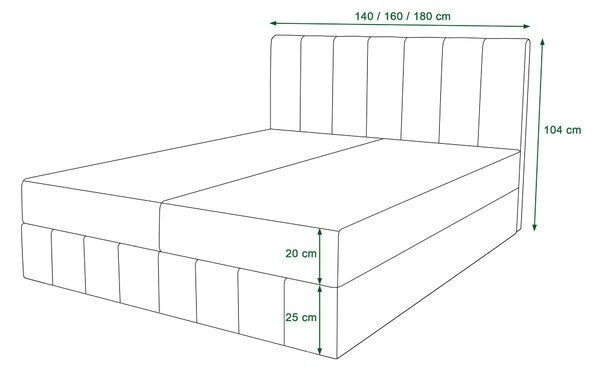 Pat matrimonial Boxspring 140 cm Barack (maro) ( cu saltea și sp. depozitare). 1046384