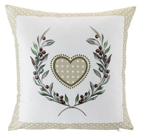 Set de 2 fețe pernuțe INIMĂ bej 40 x 40 cm
