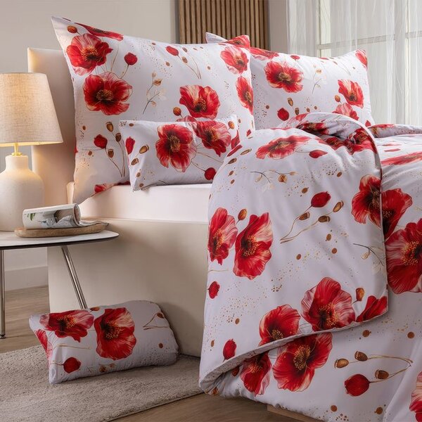 Lenjerie de pat din microfibră POPPIES pat simplu