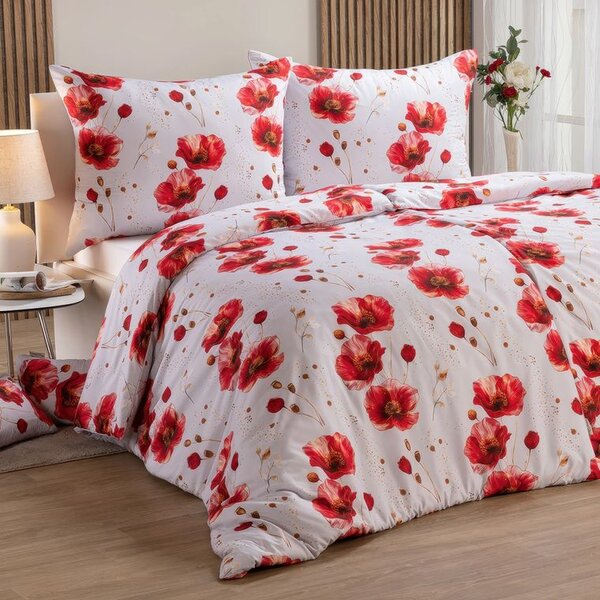 Lenjerie de pat din microfibră POPPIES pat simplu