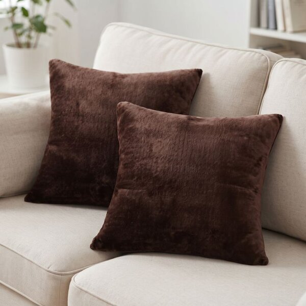 Set de 2 fețe pernuțe din micropluș de culoarea ciocolatei 40 x 40 cm