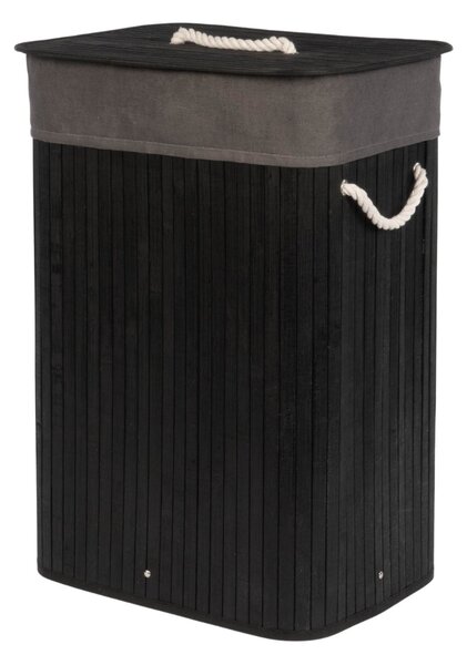 Coș de rufe negru din bambus, 80 l