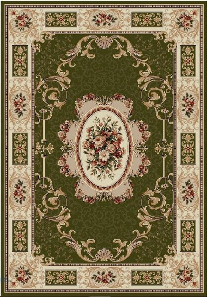 Covor Living Dormitor, Model Lotos 542 330, Verde Dreptunghi, Verde, 60x110