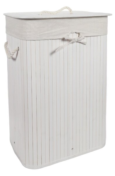 Coș de rufe alb din bambus, 72 l
