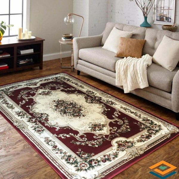 Covor Clasic Sufragerie, Model Lotos 574 210, Rosu Rosu, Dreptunghi, 80x200