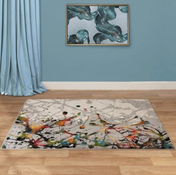 Covor Sufragerie, Model Abstract 11187 190, Gri Dreptunghi, 120x170