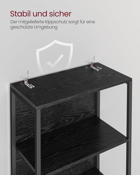 Biblioteca cu lumina LED Vasagle Negru 60x30.3x178 cm