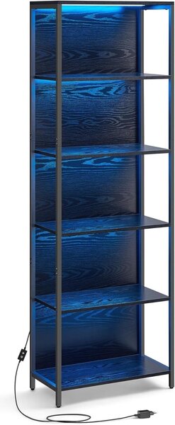 Biblioteca cu lumina LED Vasagle Negru 60x30.3x178 cm