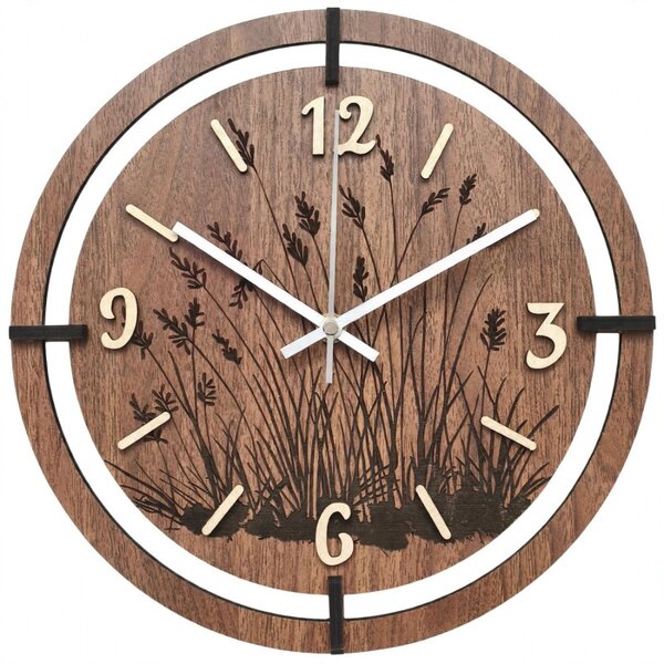 Copy of Ceas din lemn cu motiv floral | MARIN