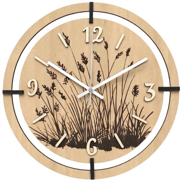 Copy of Ceas din lemn cu motiv floral | MARIN