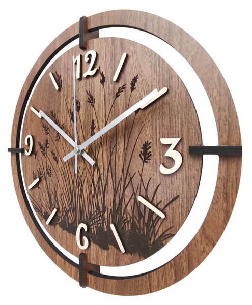 Copy of Ceas din lemn cu motiv floral | MARIN