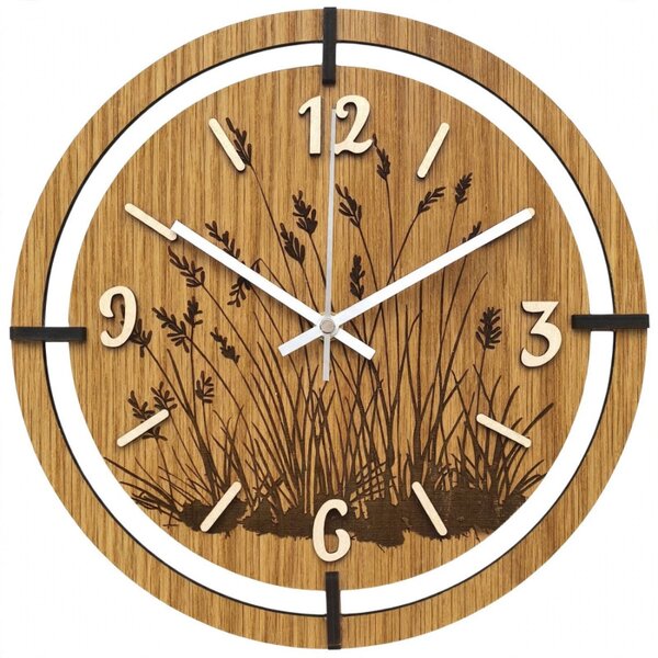 Copy of Ceas din lemn cu motiv floral | MARIN