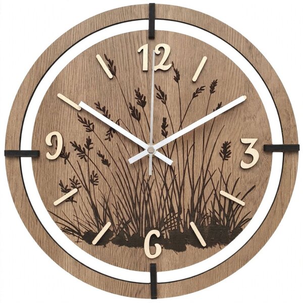 Copy of Ceas din lemn cu motiv floral | MARIN