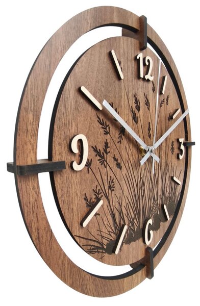 Copy of Ceas din lemn cu motiv floral | MARIN