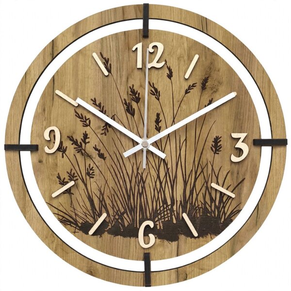 Copy of Ceas din lemn cu motiv floral | MARIN