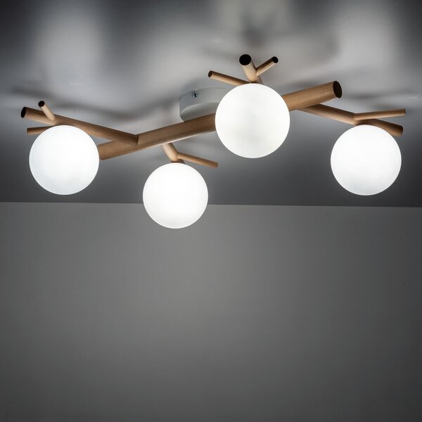 TK Lighting Sheron lampă de tavan 4x6 W alb-lemn 5309