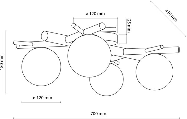 TK Lighting Sheron lampă de tavan 4x6 W alb-lemn 5309