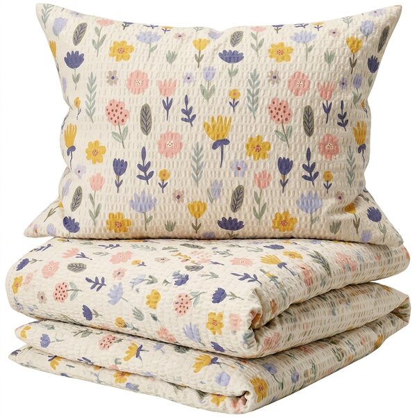 Lenjerie de pat din creponat pentru patut Renforce FLORI DREAM colorata Dimensiune lenjerie de pat: 45 x 65 cm | 90 x 140 cm