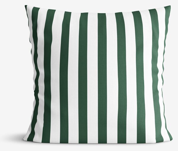 Goldea față de pernă 100% bumbac - dungi verde închis 70 x 80 cm