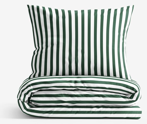 Goldea lenjerie de pat 100% bumbac - dungi verde închis 140 x 200 și 50 x 70 cm