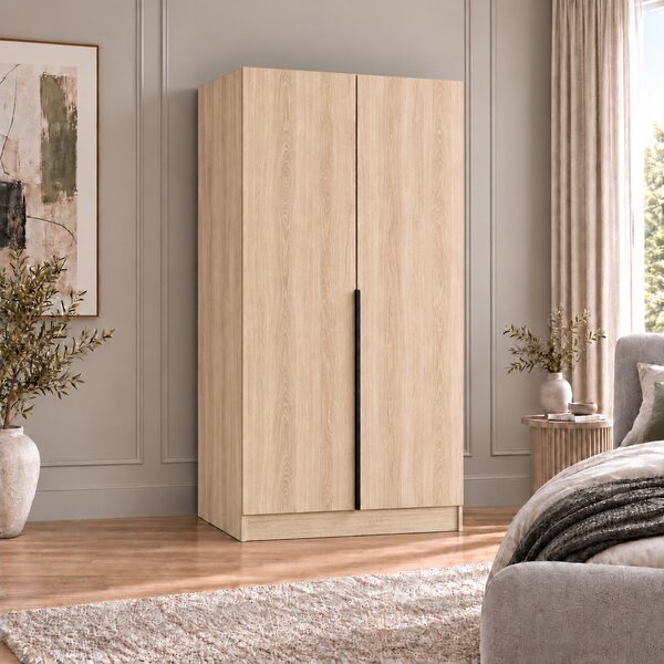 Dulap Sonoma 2 usi, manere negre, 200x80x40 cm, Pal 18 mm