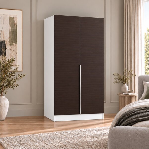 Dulap Alb Wenge 2 usi, manere argintii, 200x80x40 cm, Pal 18 mm