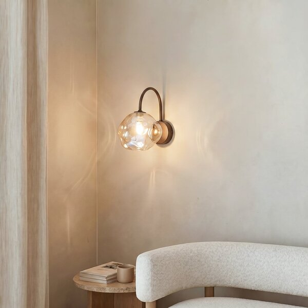 TK Lighting Aplică Lava, maro, sticlă, înălțime 21 cm, G9, reglabil, Maro / Rugină, Camera de zi / sufragerie, Sticlă
