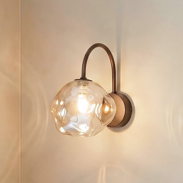 TK Lighting Aplică Lava, maro, sticlă, înălțime 21 cm, G9, reglabil, Maro / Rugină, Camera de zi / sufragerie, Sticlă