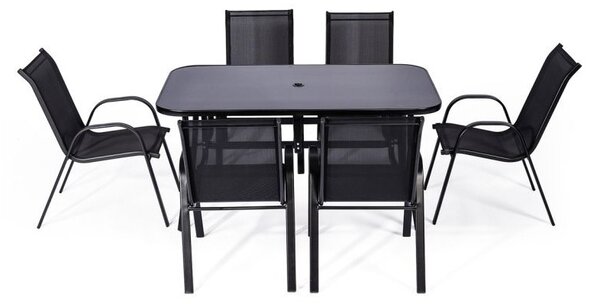 Scaun de grădină Forteza 3 + 1 GRATUIT, negru