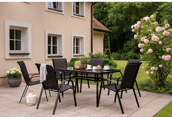Scaun de grădină Forteza 3 + 1 GRATUIT, negru