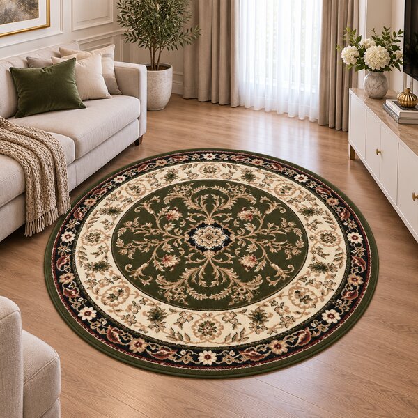 Covor Rotund, Model Lotos 523 310, Verde Rotund, Verde, 80x80