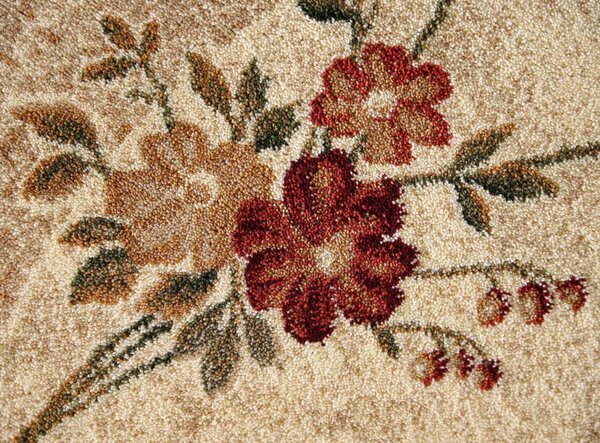 Covor Clasic Lotos 551 100 Crem-Bej, Model Floral Crem, Dreptunghi, 80x200