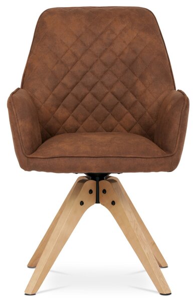 Scaun modern pivotant Brown cu picioare din stejar, tapițerie din țesătură HC-539