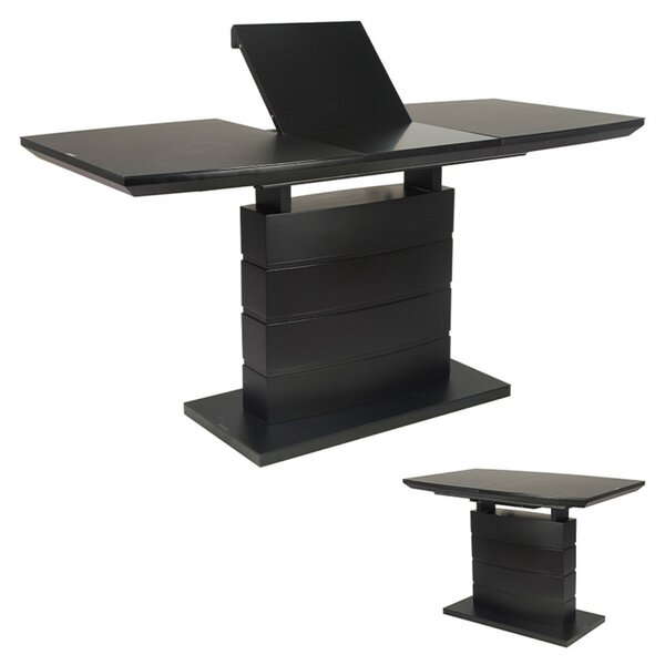 Masă extensibilă modernă negru 110+40x70 cm. HT-420