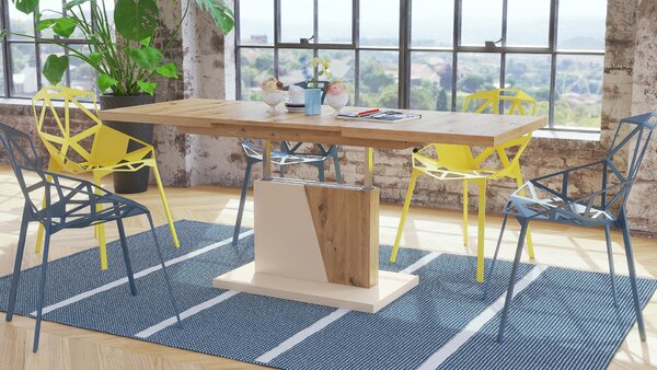 Mazzoni GRAND NOIR Stejar Artisan/Bej - MĂSUȚĂ DE CAFEA EXTENSIBILĂ MODERNĂ