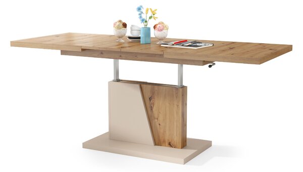 Mazzoni GRAND NOIR Stejar Artisan/Bej - MĂSUȚĂ DE CAFEA EXTENSIBILĂ MODERNĂ