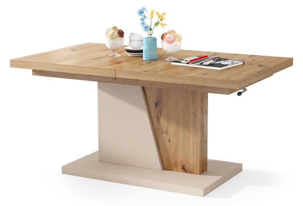 Mazzoni GRAND NOIR Stejar Artisan/Bej - MĂSUȚĂ DE CAFEA EXTENSIBILĂ MODERNĂ
