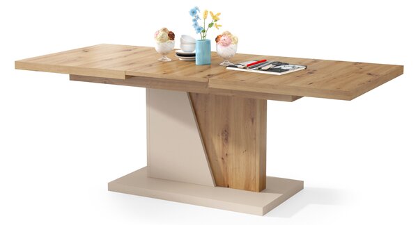 Mazzoni NOIR Stejar Artisan/Bej - MĂSUȚĂ RABATABILĂ MODERNĂ PENTRU CAMERA DE ZI