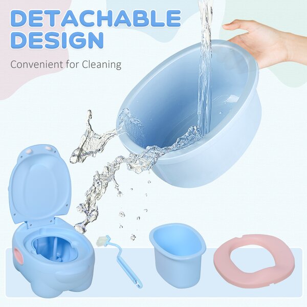 Olita pentru Copii HOMCOM, Design Hipopotam, Plastic Rezistent, Dimensiuni 40x30x23cm, Ideală pentru Învățarea Toaletării | Aosom Romania