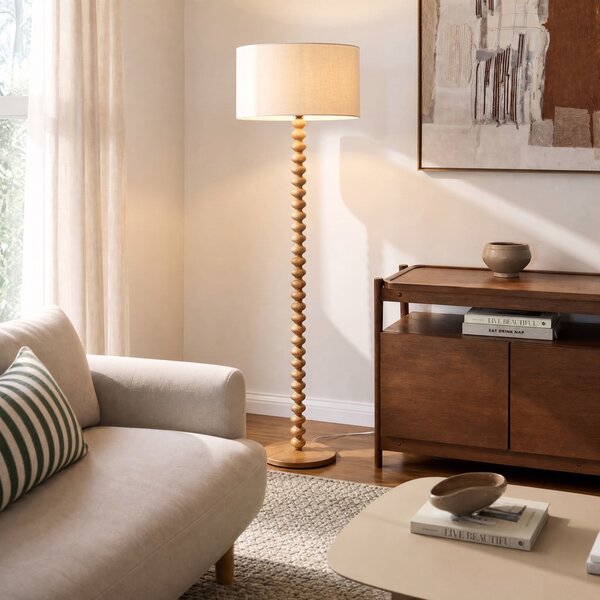 Lampadar Lucande, Karlie, Alb, Lemn