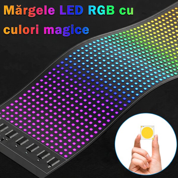 Panou LED matrice flexibil RGB, 16 x 64 puncte, 9,2 x 37,4 cm, cu telecomandă și aplicație