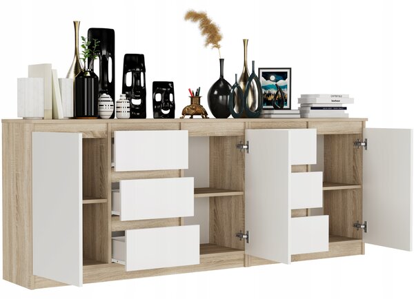 Comodă Reddis (stejar sonoma + alb). Promo -21%. 1151516