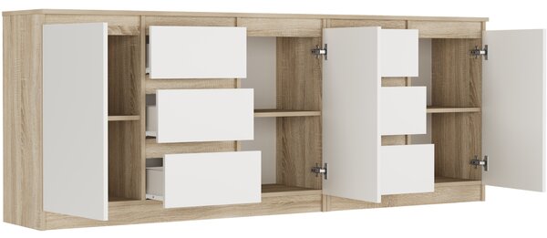 Comodă Reddis (stejar sonoma + alb). Promo -21%. 1151516