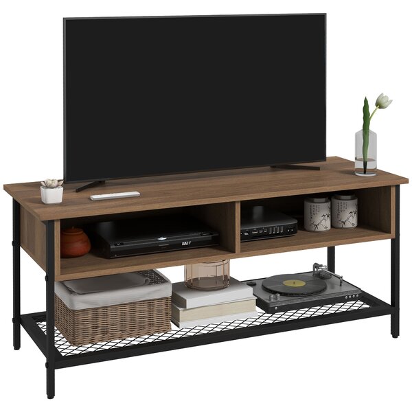Dulap SuportTV pana la 48" in Stil Industrial, Mobiler Jos cu Rafturi din Lemn si Otel, 110x40x48cm, Maro si Negru HOMCOM | Aosom Romania