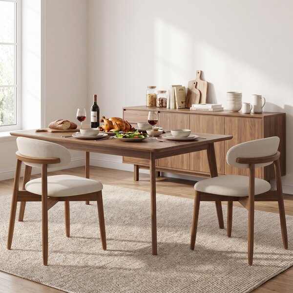 HOMCOM Set 2 scaune de dining moderne, cu spătar curbat, alb crem | Aosom Romania