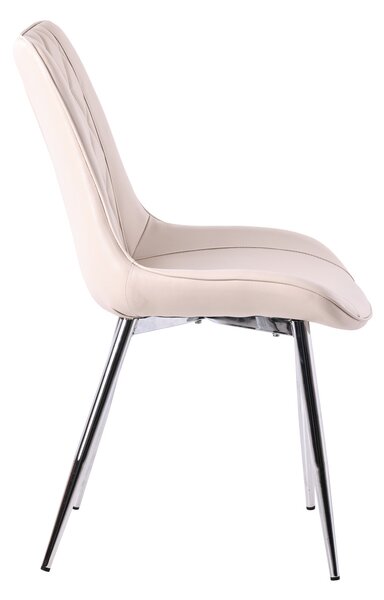 Scaun de dining elegant, bej, cu tapițerie din piele ecologică
