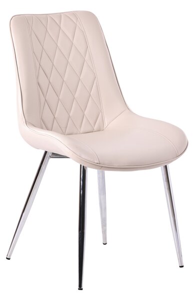 Scaun de dining elegant, bej, cu tapițerie din piele ecologică