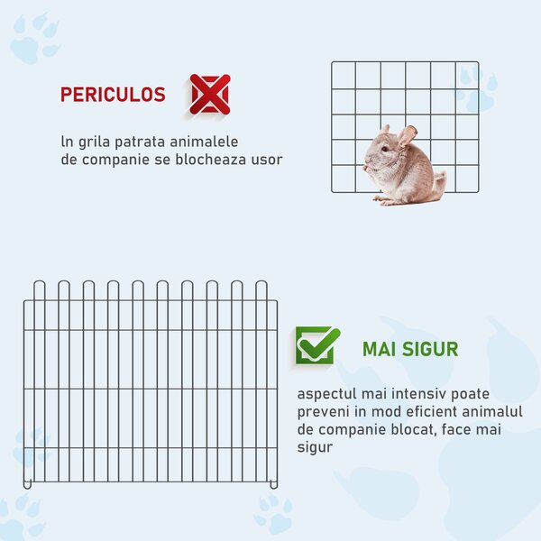 PawHut Țarc pentru Animale Mici, Cușcă Modulară din Oțel pentru Câini, Pisici, Pui, 158x61 cm, Negru | Aosom Romania