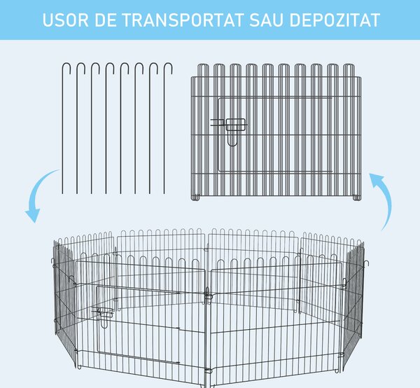 PawHut Țarc pentru Animale Mici, Cușcă Modulară din Oțel pentru Câini, Pisici, Pui, 158x61 cm, Negru | Aosom Romania