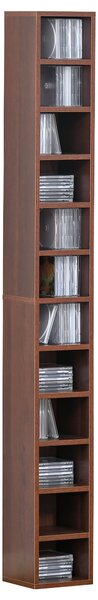 Biblioteca tip coloana cu 12 etajere, din MDF, sustine maxim 15kg 21x20x175cm, maro HOMCOM | Aosom RO